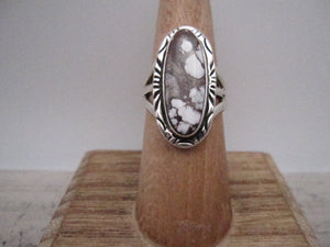 Native American Made Wild Horse and Sterling Silver Hand Stamped Ring