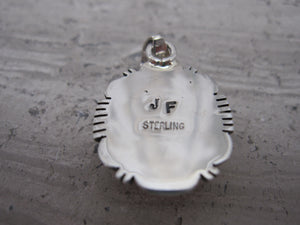 Native American Made Orange Spiny Oyster and Sterling Silver Pendant