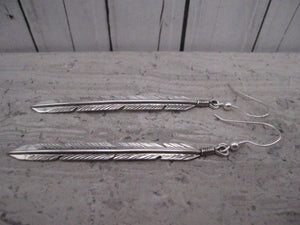 Native American Made Sterling Silver Feather Earrings