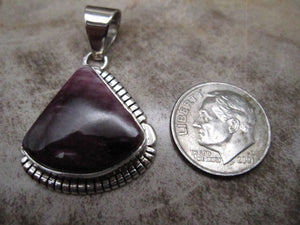 Native American Made Purple Spiny Oyster and Sterling Silver Pendant