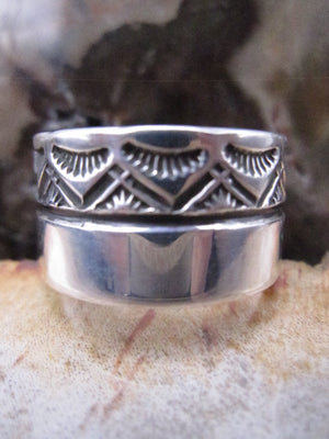 Native American Sterling Silver Stamped Men's Band Ring