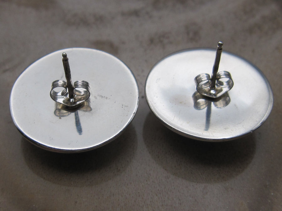 Native American Made Sterling Silver Concho Post Earrings