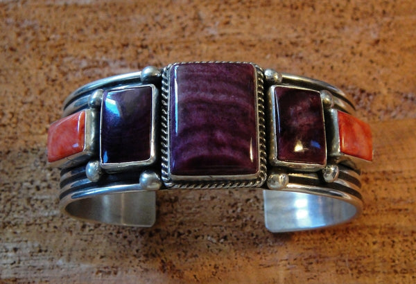 Purple and Orange Spiny Oyster Cuff Bracelet