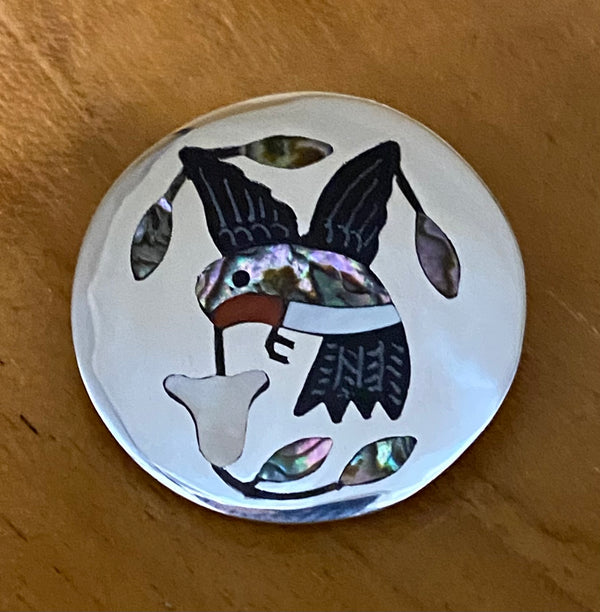 Native American Zuni Made Inlay Hummingbird Pin or Pendant by SC Edaakie