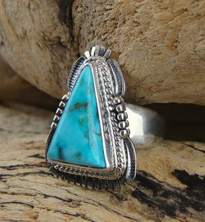 Candelaria Turquoise Triangle Ring - Side View