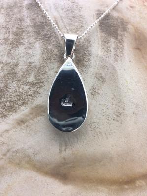 Native American Mad Wild Horse Stone and Sterling Silver Teardrop Pendant