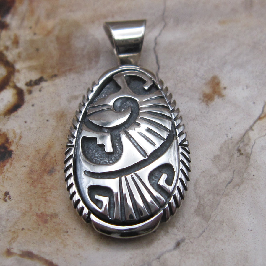 Authentic Native American Navajo Made Sterling Silver Overlay Pendant