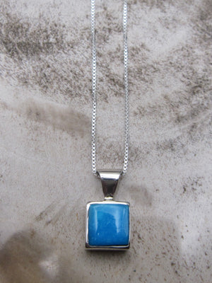 Native American Made Contemporary Bright Blue Turquoise and Sterling Silver Pendant