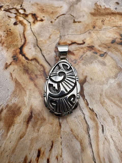 Authentic Native American Navajo Made Sterling Silver Overlay Pendant