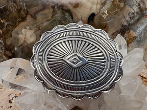 Authentic Native American Hand Stamped Sterling Silver Buckle Southwestern Style