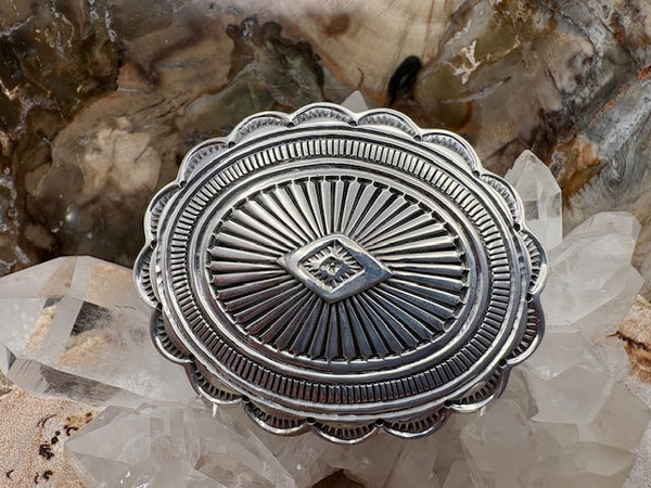 Authentic Native American Hand Stamped Sterling Silver Buckle Southwestern Style