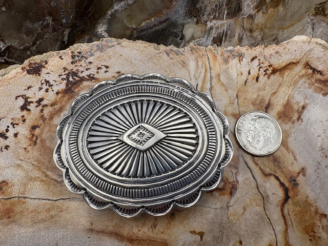 Authentic Native American Hand Stamped Sterling Silver Buckle Southwestern Style