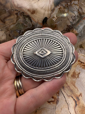 Authentic Native American Hand Stamped Sterling Silver Buckle Southwestern Style