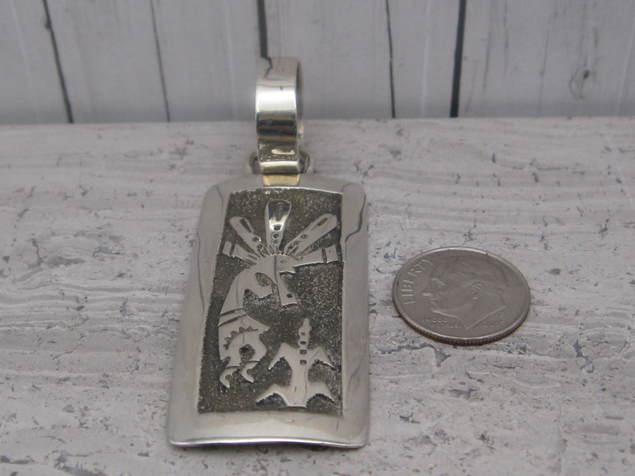 Vintage Sterling Silver Overlay Native American Made Kokopelli Pedant