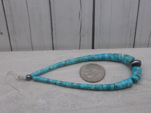 Turquoise Heishi Shoulder Duster Dangle Earrings