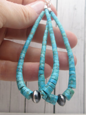Turquoise Heishi Shoulder Duster Dangle Earrings