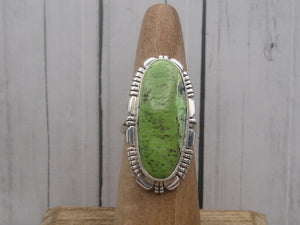 Gaspeite and Sterling Silver Ring with Saw Work