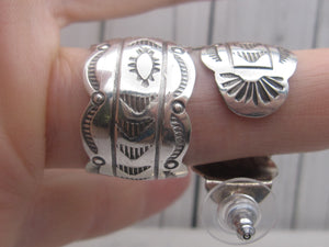 Sterling Silver Hand Stamped Half Hoop Post Earrings