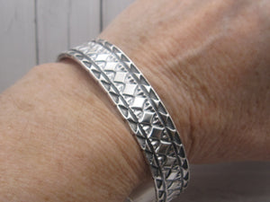 Native American Made Hand Stamped Sterling Silver 7 1/2" Cuff Bracelet
