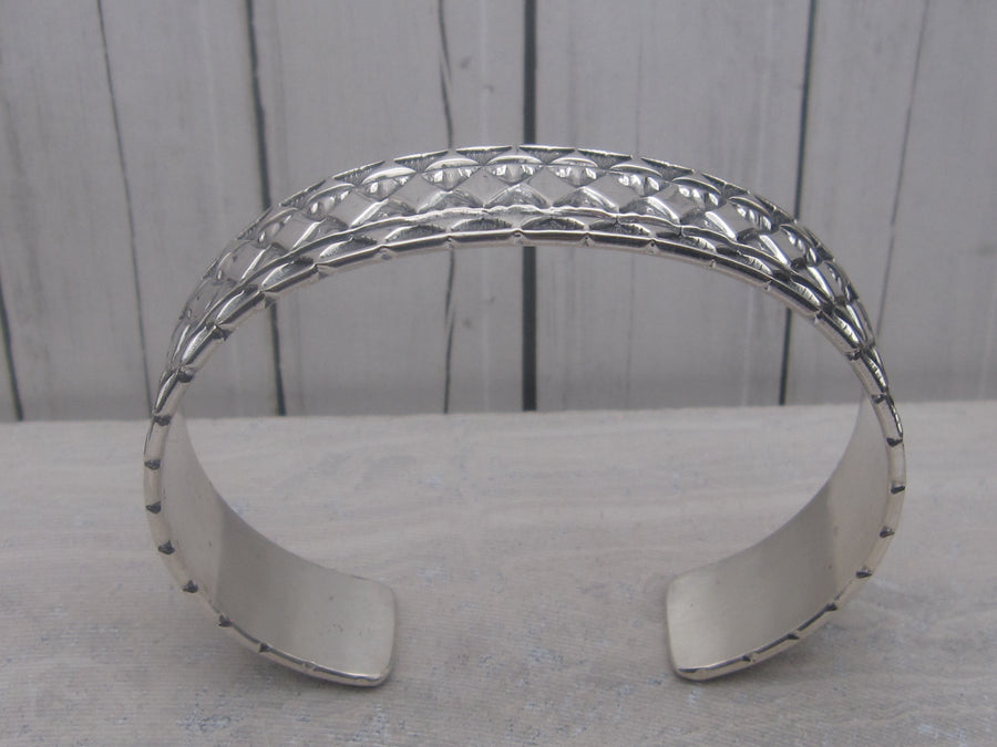 Hand Stamped Sterling Silver Size 7 1/2 Cuff Bracelet