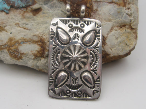 Native American Made Sterling Silver Repousse or Bump Out Pendant