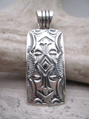 Native American Made Hand Stamped Sterling Silver Pendant