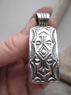 Native American Made Hand Stamped Sterling Silver Pendant