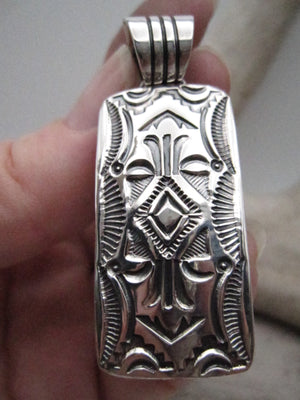 Native American Made Hand Stamped Sterling Silver Pendant