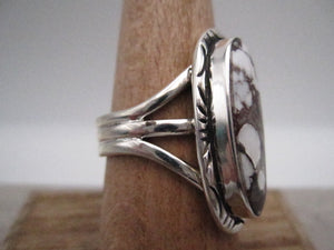 Native American Made Wild Horse and Sterling Silver Hand Stamped Ring