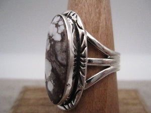 Native American Made Wild Horse and Sterling Silver Hand Stamped Ring