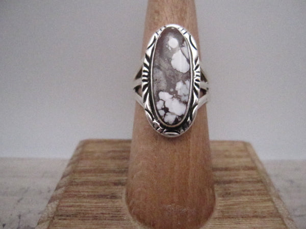 Native American Made Wild Horse and Sterling Silver Hand Stamped Ring