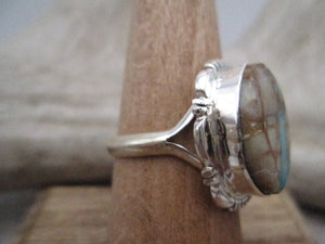 Native American Made Boulder or Ribbon Turquoise and Sterling Silver Ring