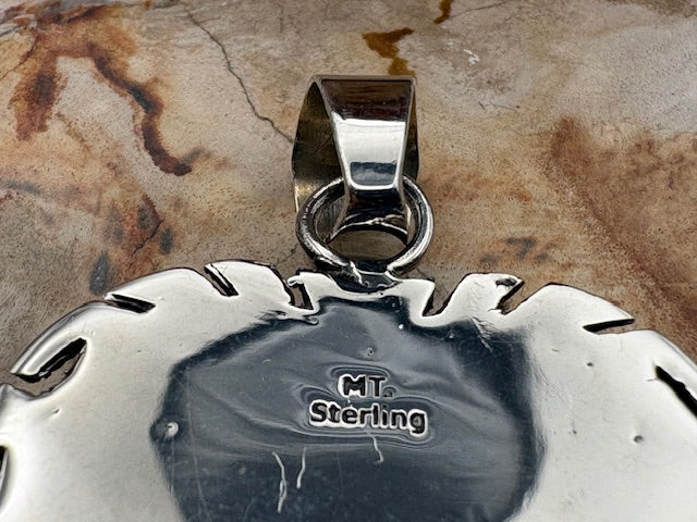 Authentic Native American White Buffalo Sterling Silver Heart Pendant