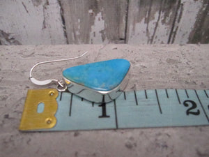 Native American Made Blue Turquoise and Sterling Silver Dangle Earrings