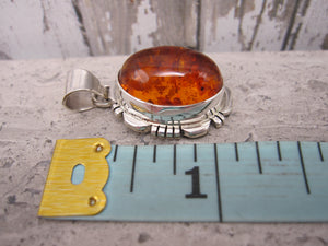 Native American Made Amber and Sterling Silver Pendant