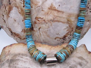 Native American Made Pre-Loved Graduated Turquoise Disc Necklace