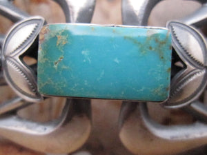 Native American Made Sterling Silver Belt Buckle with Turquoise Stone