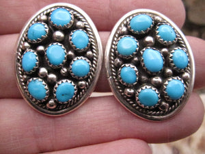 Native American Made Turquoise Multi-Stone and Sterling Silver Post Earrings