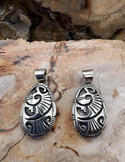 Authentic Native American Navajo Made Sterling Silver Overlay Pendant