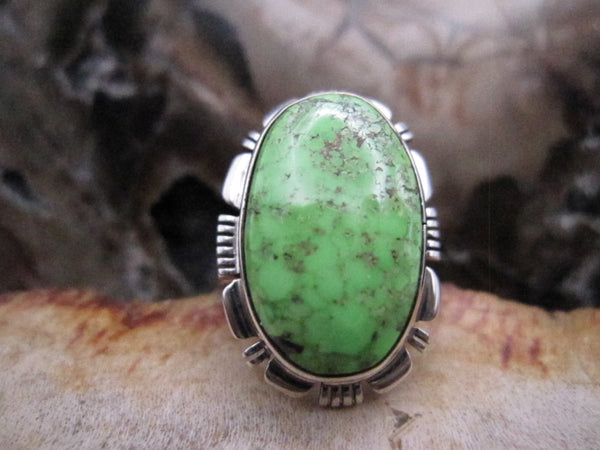 Native American Made Gaspeite and Sterling Silver Ring