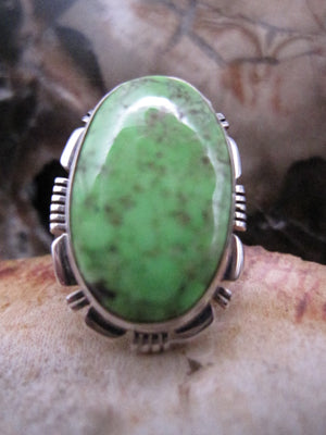 Native American Made Gaspeite and Sterling Silver Ring