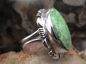 Native American Made Gaspeite and Sterling Silver Ring
