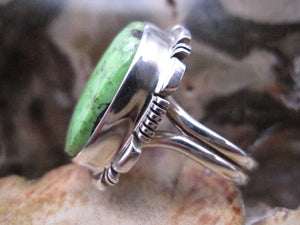 Native American Made Gaspeite and Sterling Silver Ring