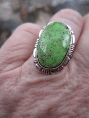 Native American Made Gaspeite and Sterling Silver Ring