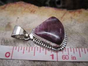 Native American Made Purple Spiny Oyster and Sterling Silver Pendant