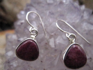 Native American Made Purple Spiny Oyster and Sterling Silver Dainty Earrings