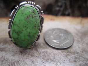 Native American Made Gaspeite and Sterling Silver Ring