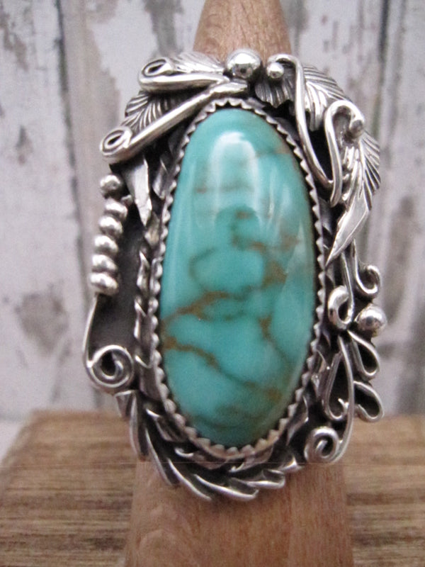 Vintage Native American Made Turquoise and Sterling Silver Ring
