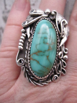 Vintage Native American Made Turquoise and Sterling Silver Ring
