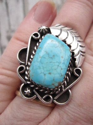 Vintage Native American Made Blue Turquoise with Sterling Silver Ring